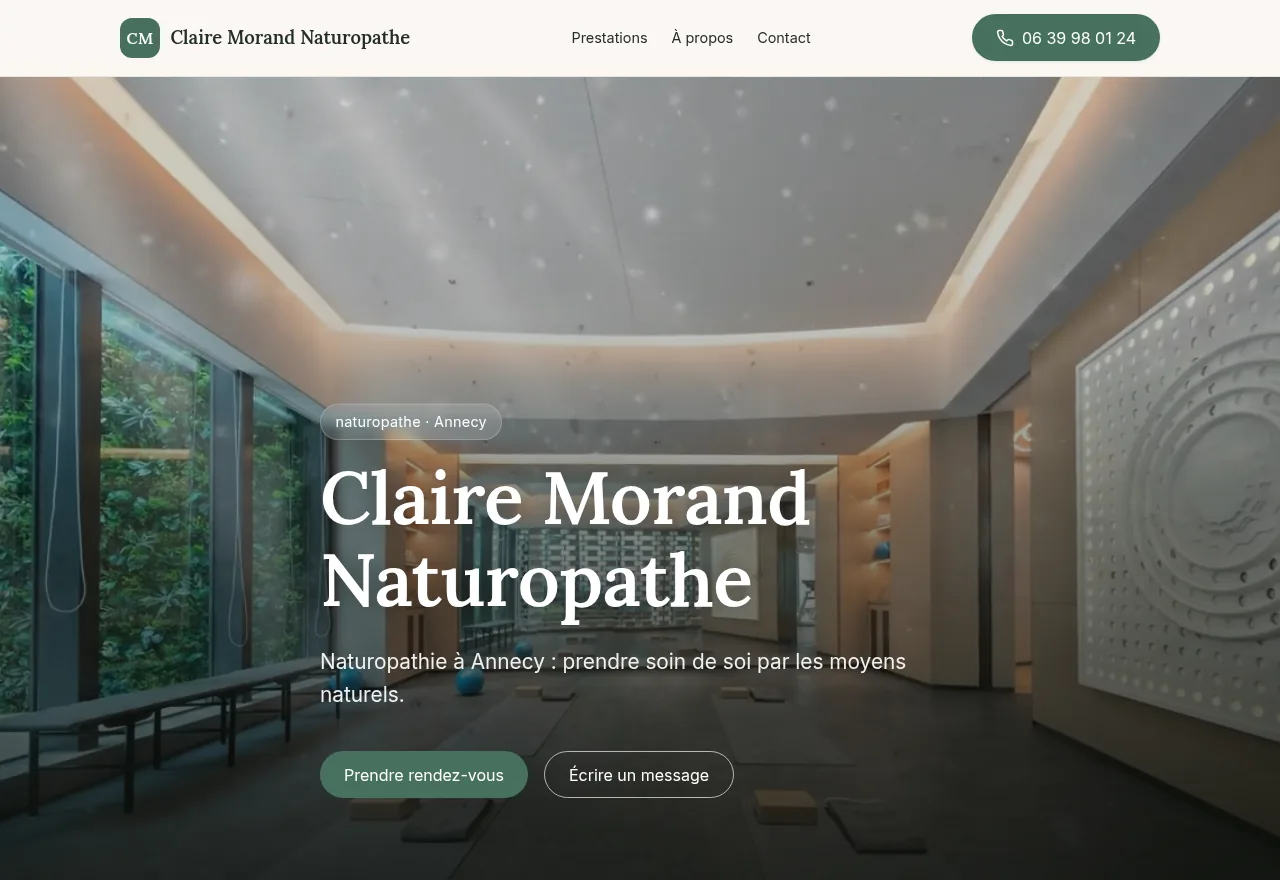Demonstration showcase website for a naturopath