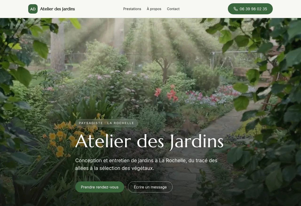 Site vitrine de démonstration pour un paysagiste